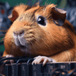 Hamster auf Elektronik sitzend