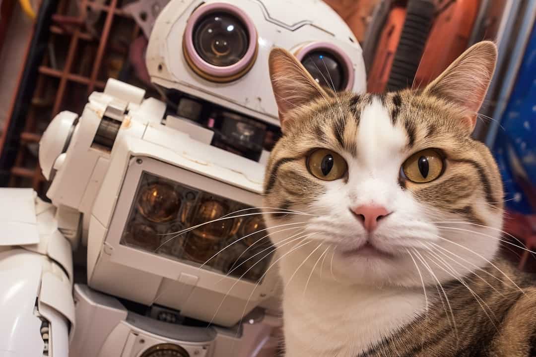 Roboter mit Katze